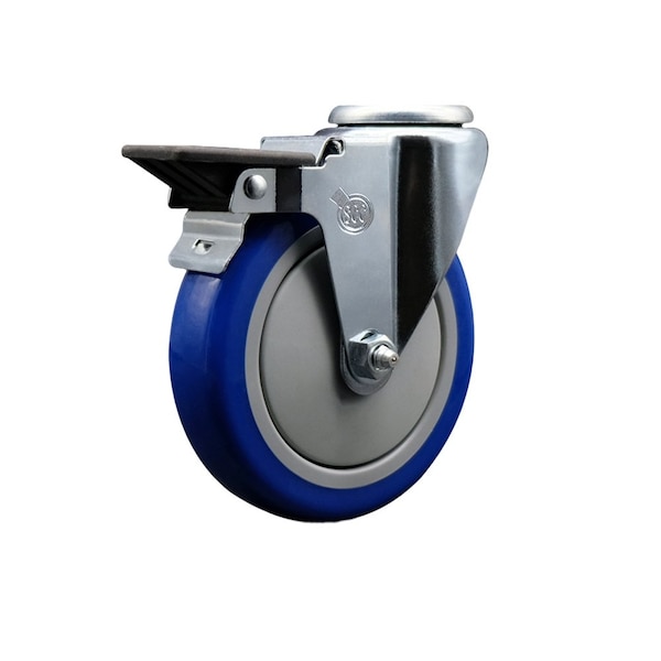 5'' Blue Poly Wheel Swivel Bolt Hole Caster with Posi Lock Brake